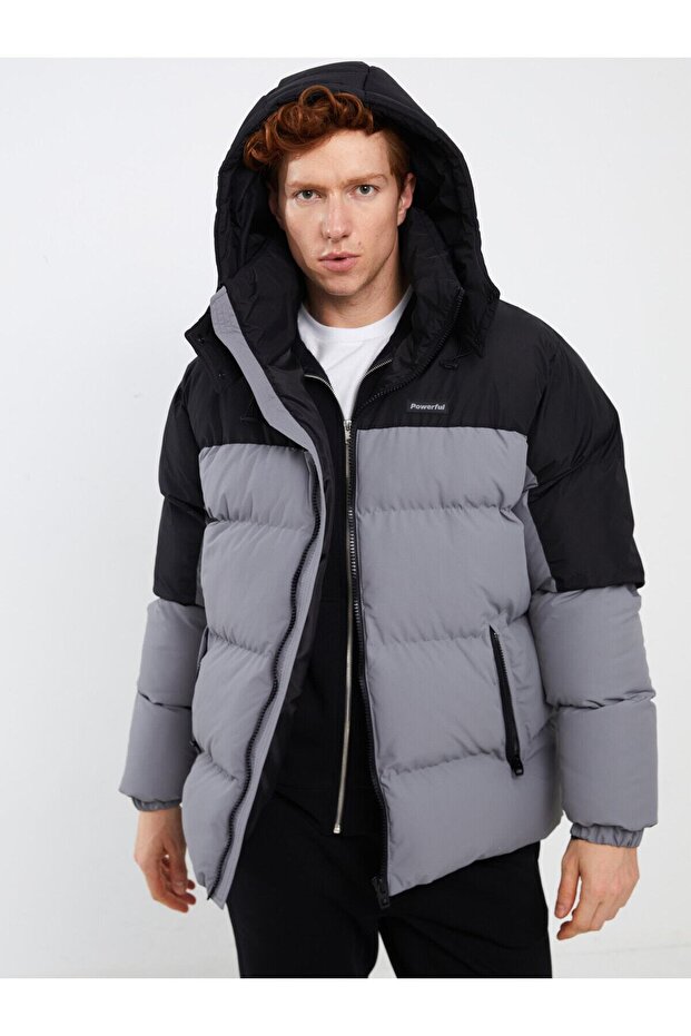 Standart Kalıp Kapüşonlu Erkek Şişme Mont - 2