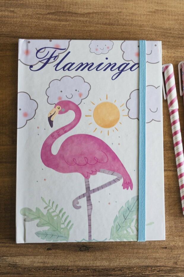Flamingo Patterned Unlined Dotted Notebook - 1