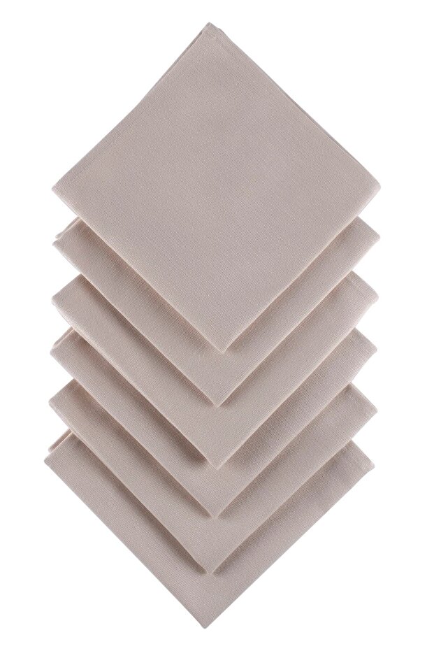 6 Pieces Beige (MILKY COFFEE COLOR) Fabric Serving-Presentation Napkin 1st Quality Duck Linen Fabric (DARK-FREE FABRIC)