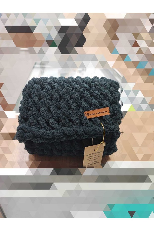 Scarf Puffy 100% Hand Knitted 200 * 22 Cm *Black Color*