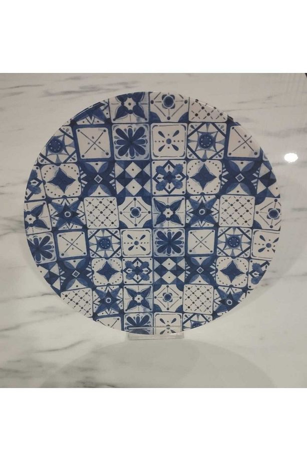 servis tabağı 25 cm 6 adet mavi desenli - 5