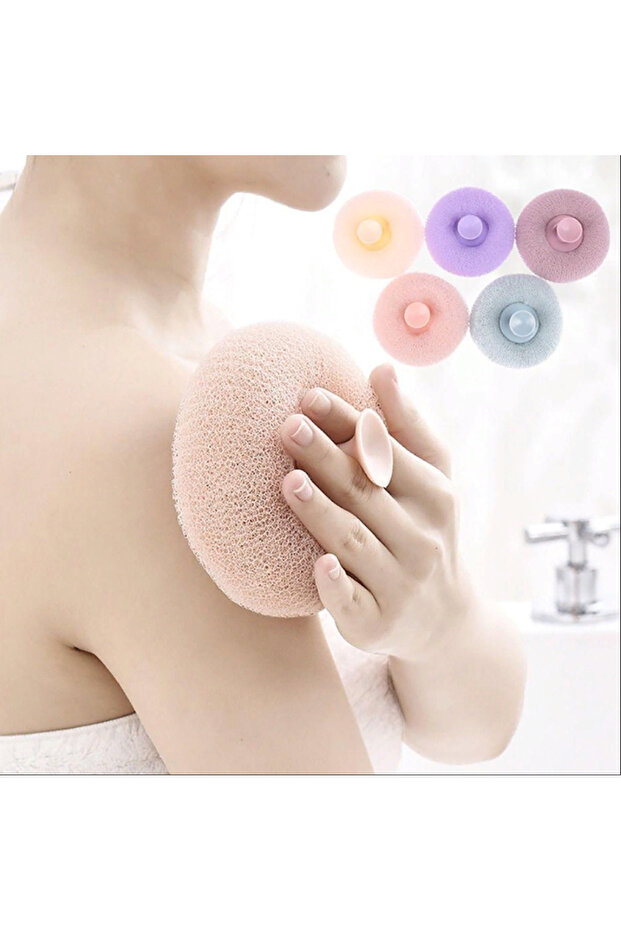 Round Suction Cup Body Skin Cleansing Sponge Exfoliating Effective Hangable Pouch Washcloth