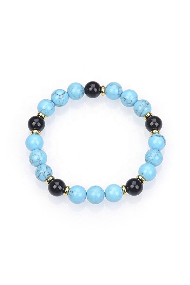 Obsidian & Turquoise Natural Stone Bracelet 8mm