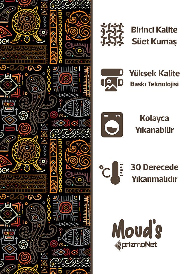 Hitit Figür 4 Desenli Süet Dertsiz Masa Örtüsü - 2