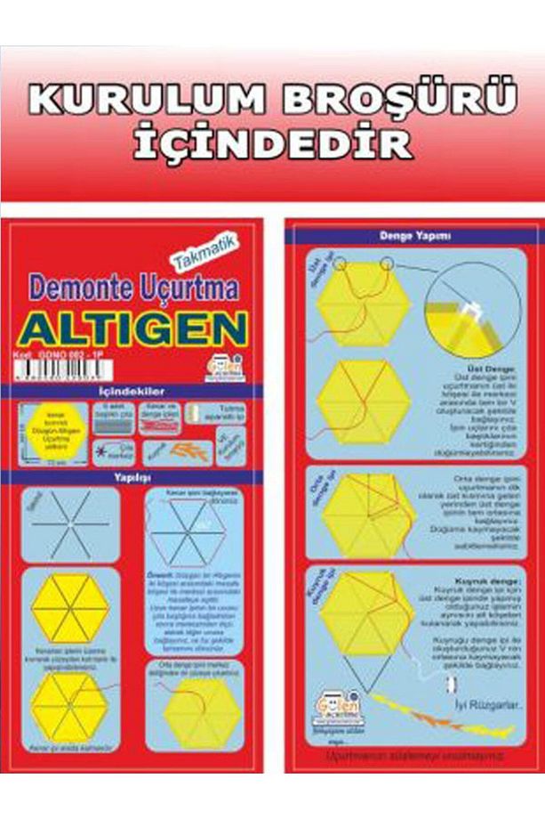 Naylon Altıgen Uçurtma Yapım Seti / Plastik Çıtalı - 3