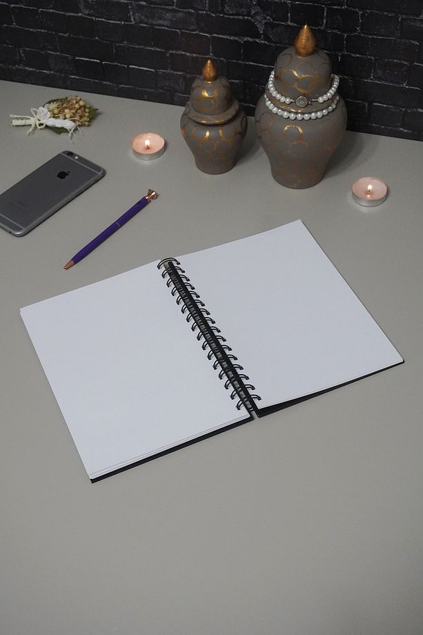 Elif Vav Siyah Ahşap Kapaklı Defter - Ajanda - Günlük - Dini Çizgisiz Defter-a5 Notebook - 5
