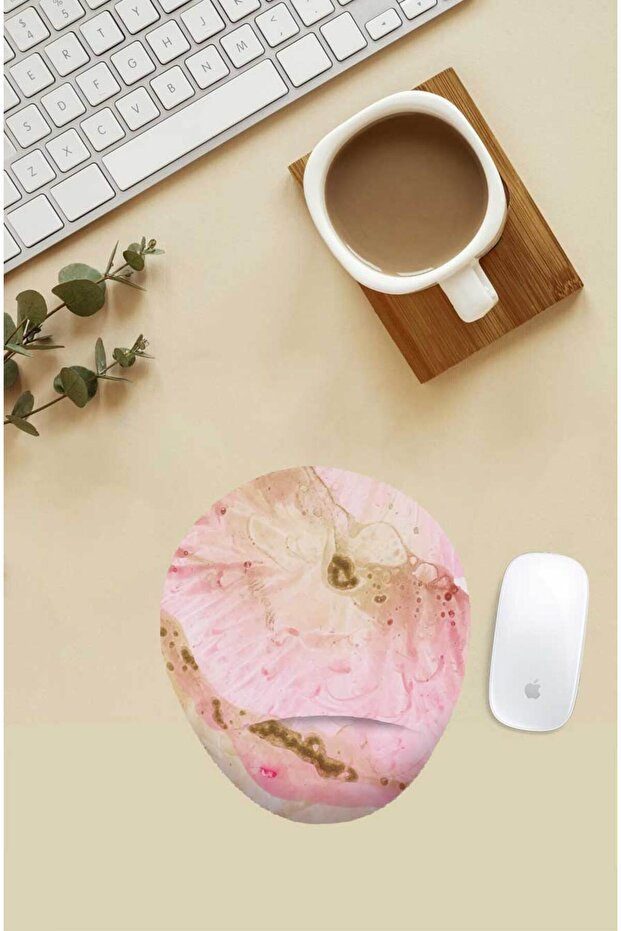 Pink Patterned Mouse Pad with Wrist Support - 1