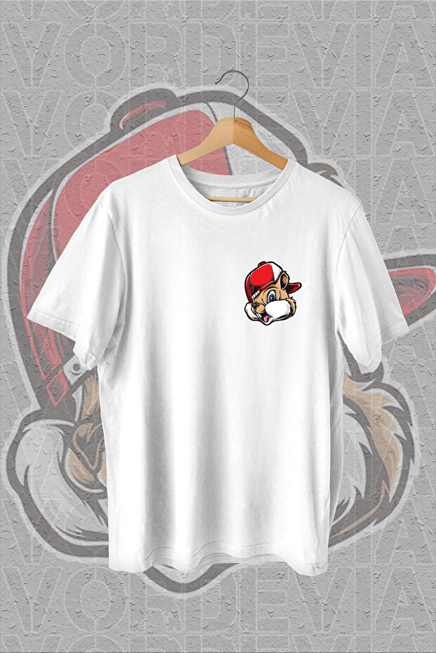 Cute Squirrel Printed White Oversize T-Shirt
