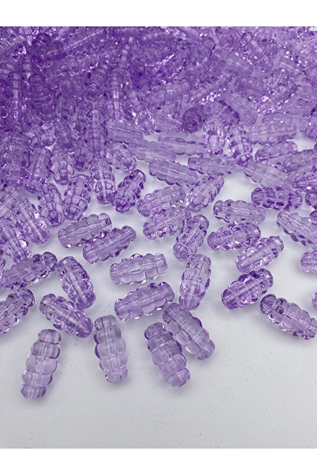 100gr Lilac Color Pasta Model Twisted, Hive Acrylic Beads, Bag Making, Hobby Beads (~52 Pieces)