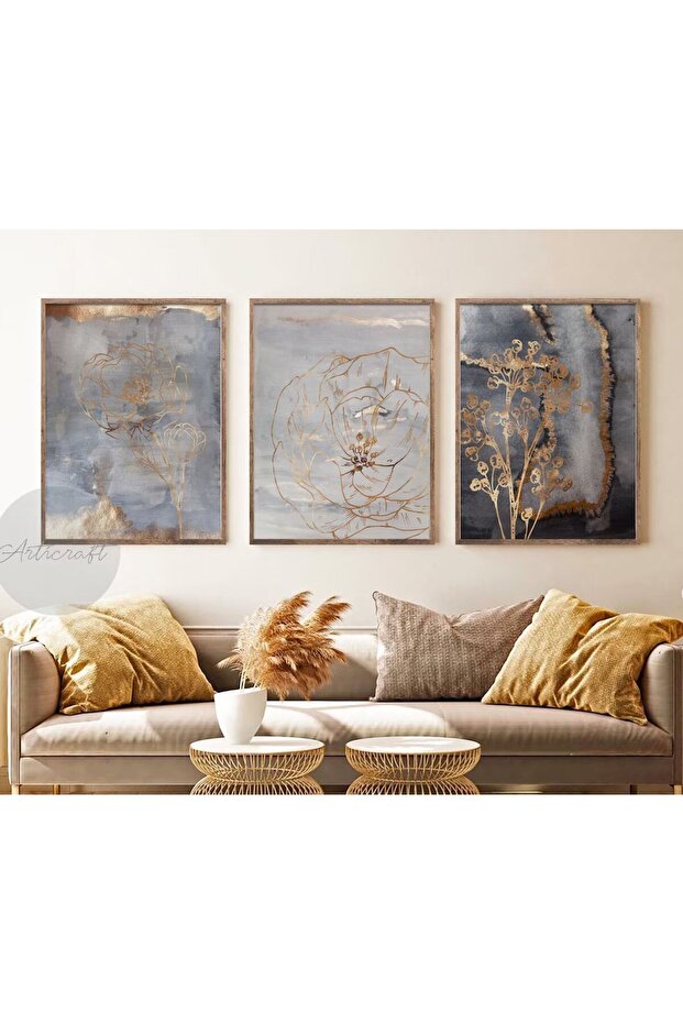 Wooden 3-Piece Framed Decorative Picture qmrc