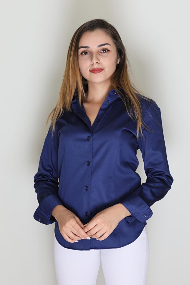 Kadın Sax Mavi Gömlek - 1
