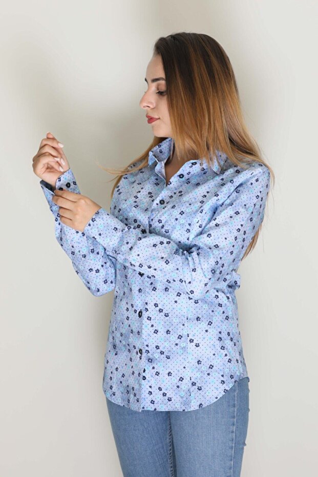 Kadın Mavi Gömlek - 2