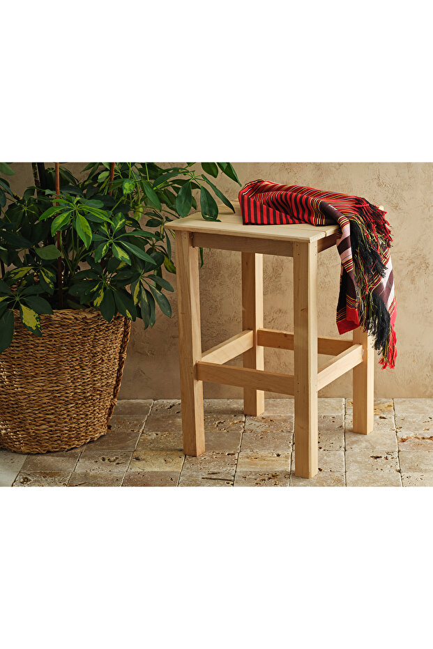 Klasik Ahşap Tabure 30 Cm - 2