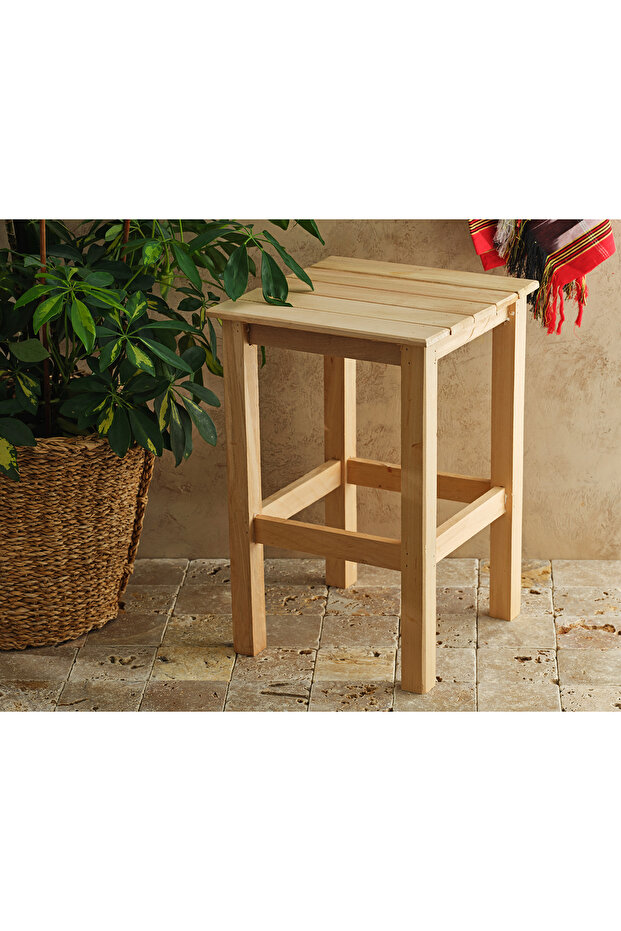 Klasik Ahşap Tabure 30 Cm - 3