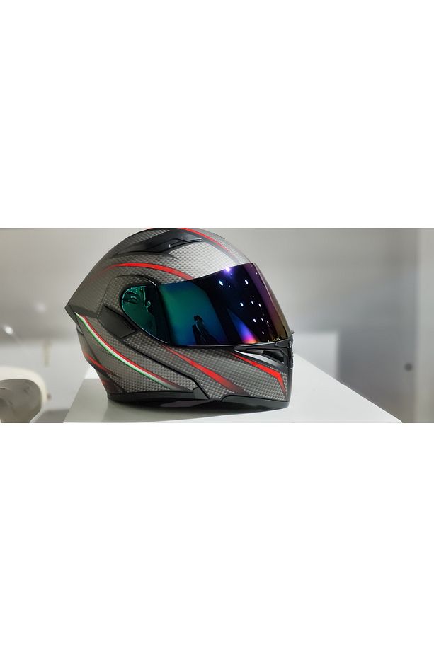 JK902 GÜNEŞ VİZÖRLÜ ÇENE PEDLİ ÇENE AÇILIR KARBON DESEN KASK(AYNALI CAMLI) - 3
