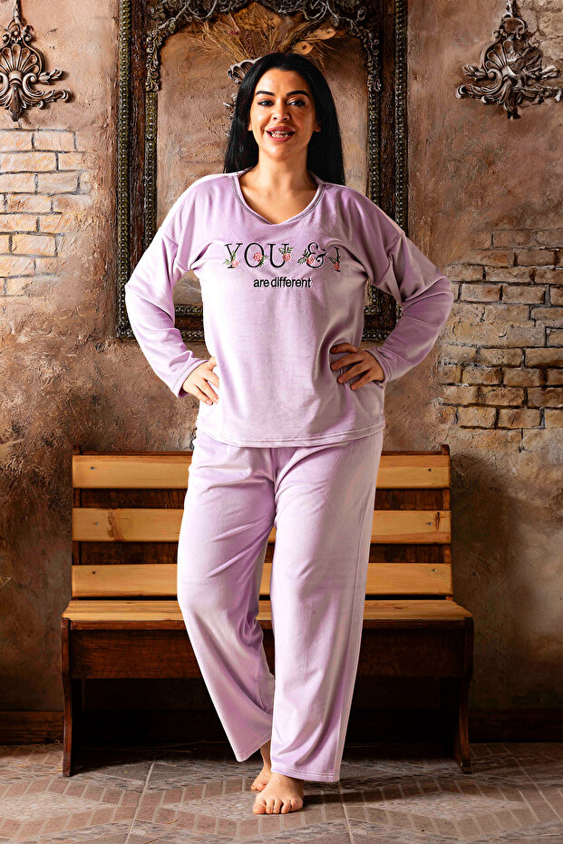 Plus Size Velvet Women's Pajama Set - Super Soft Velvet