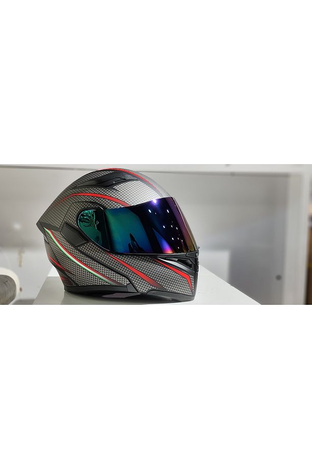 JK902 GÜNEŞ VİZÖRLÜ ÇENE PEDLİ ÇENE AÇILIR KARBON DESEN KASK(AYNALI CAMLI) - 8