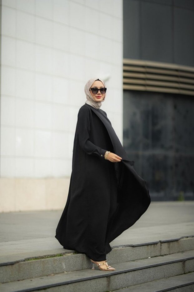 Tesettür Ayrobin Hera Elbise Siyah Model-508 - 3