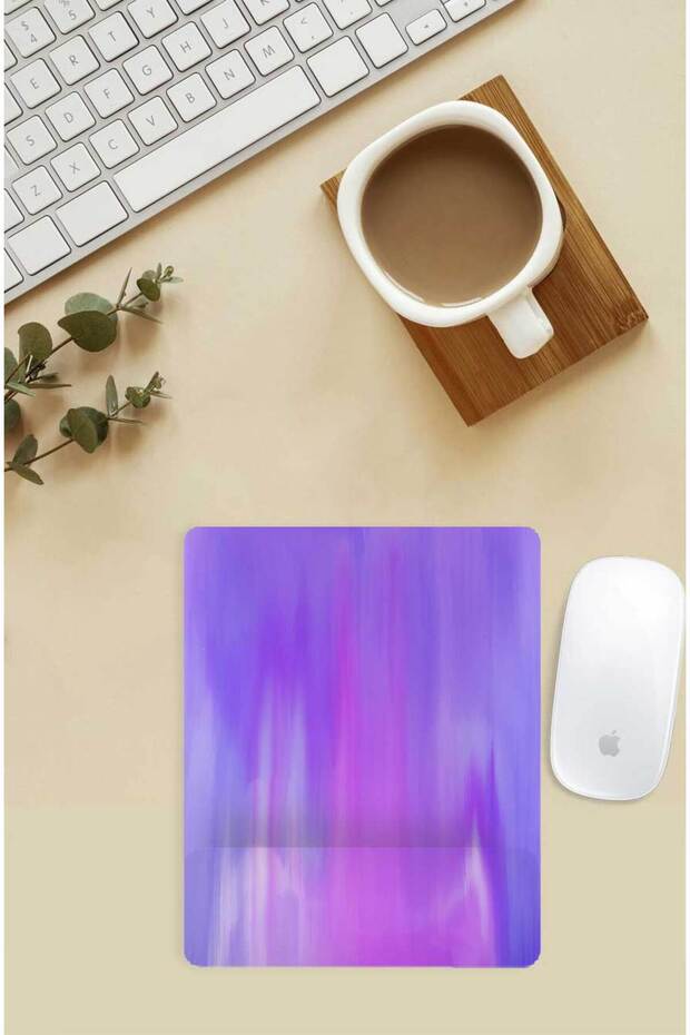 Purple Patterned Rectangular Mouse Pad with Wrist Support - 1