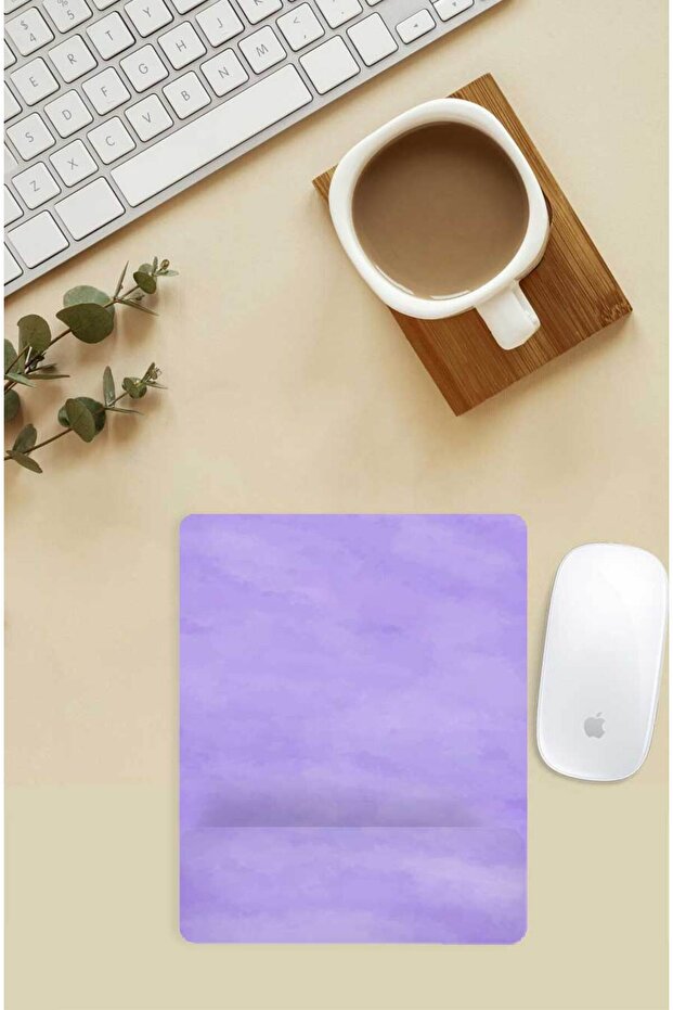Purple Patterned Rectangular Mousepad with Wrist Support - 1