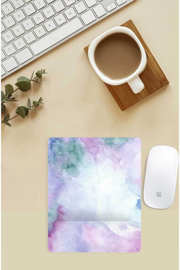 Purple Patterned Rectangular Mouse Pad with Wrist Support - 1