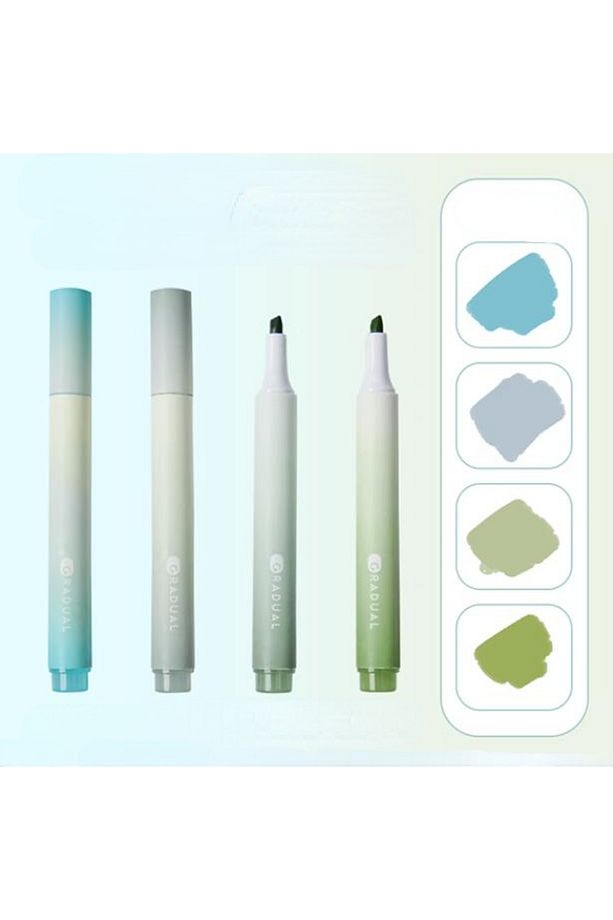 Çok Renkli Soft Renkler Serisi Fosforlu Kalemler 4 Lü Paket - 1