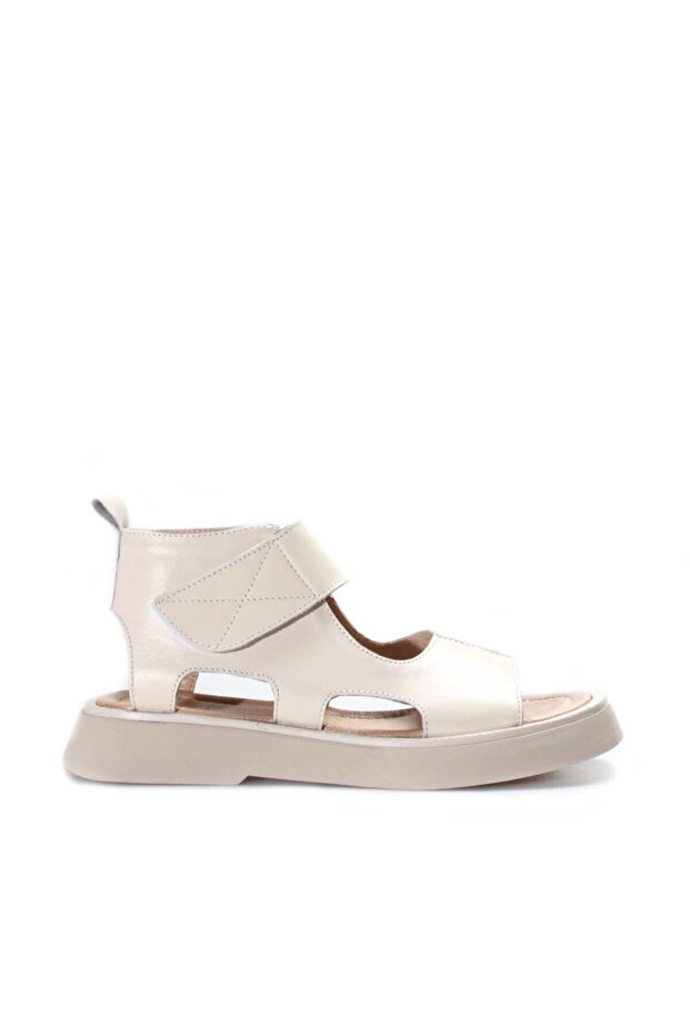 Women's Genuine Leather Summer Comfortable Lightweight Casual Sandals Beige 281Za20755