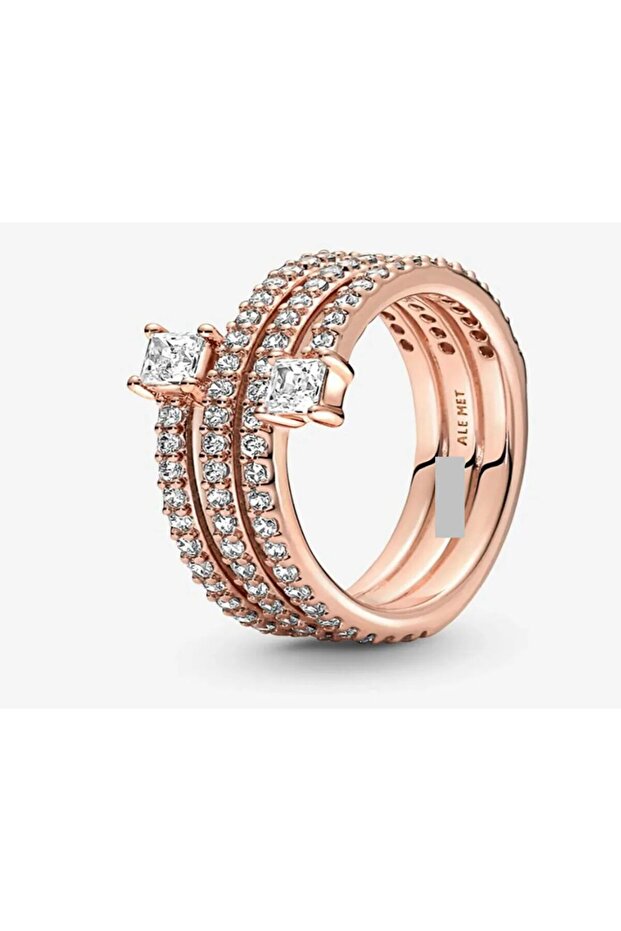 Stylish Glittering Triple Spiral Ring