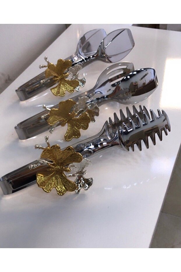 Butterfly Silver Elegant Serving Presentation Set 3-Piece Tongs Set Stainless Steel
