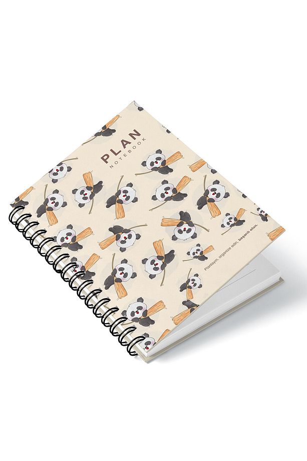 Süresiz Planlayıcı Ajanda A5 Spiralli Pandalar Maskot Tasarım - 1