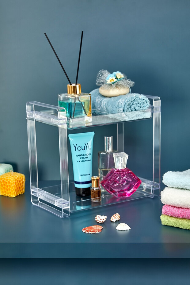 2 Tiers Bathroom Organizer Shelf Makeup Jewelry Organizer Shelf