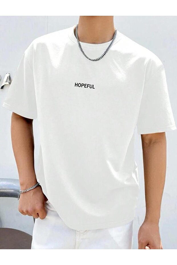 HOPEFUL Printed WHITE Oversize T-shirt Unisex