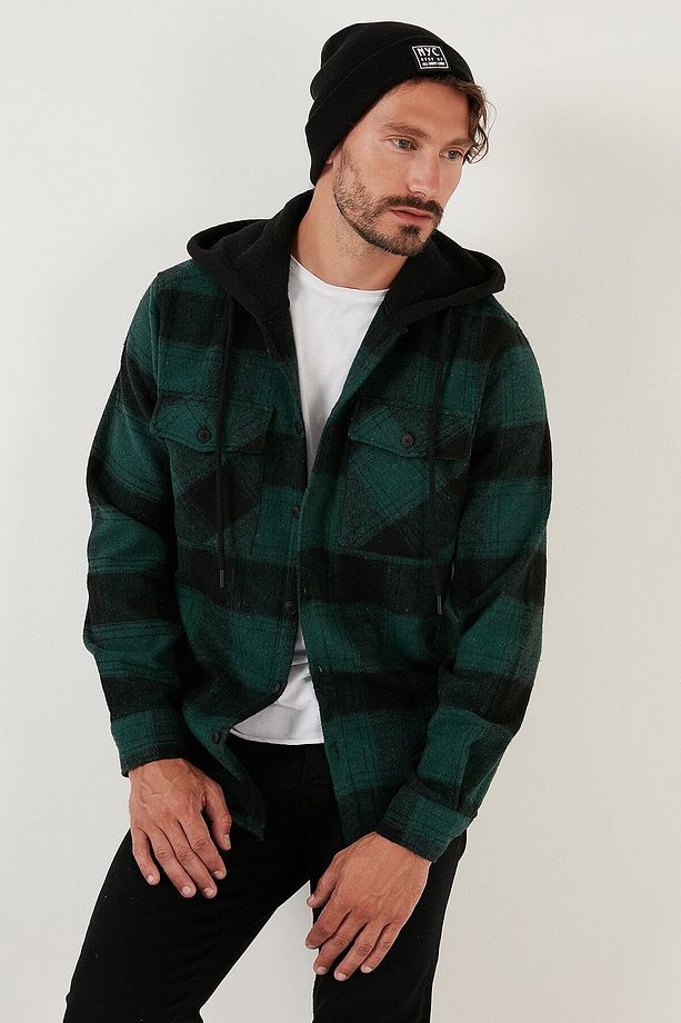 Ekoseli Kapüşonlu Regular Fit Kışlık Oduncu Gömlek Erkek GÖMLEK CF24W129002 - 7