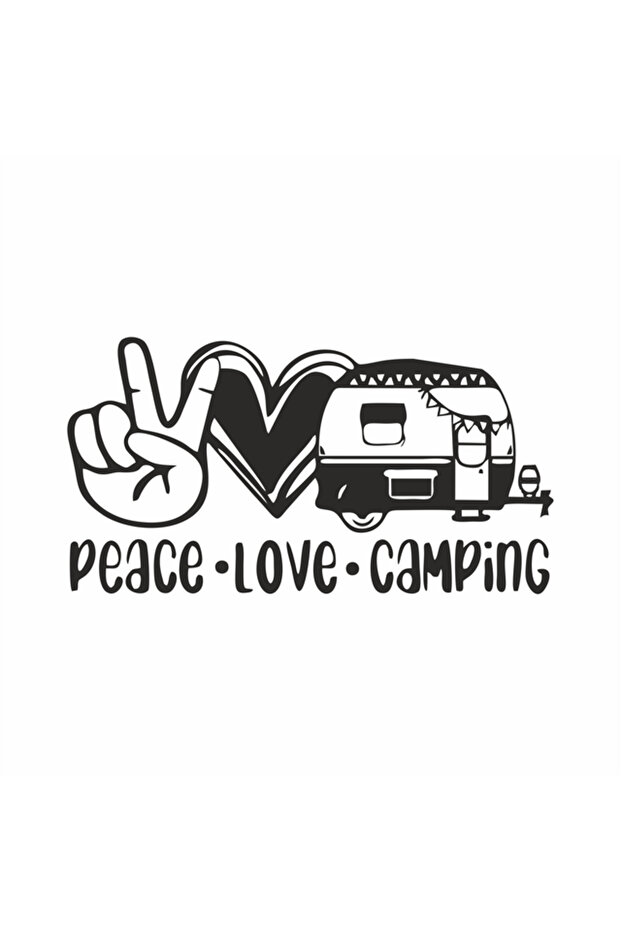 ملصق سيارة للتخييم من Peace Love مقاس 20 × 10 سم باللون الأسود