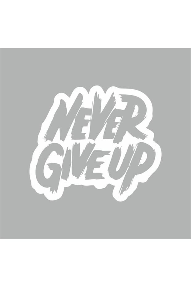ملصق سيارة Never Give Up مقاس 18x16 سم باللون الرمادي