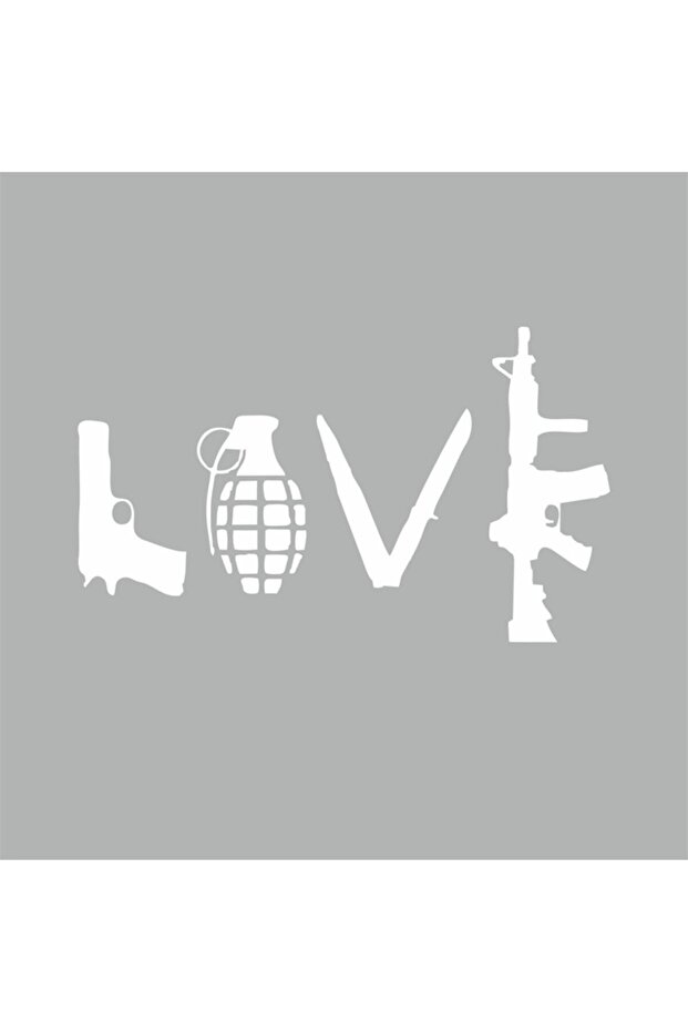 ملصق Love Guns مقاس 20 × 10 سم باللون الرمادي