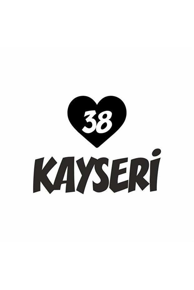 38 Kayseri Car Sticker with Heart 20x15 Cm Black