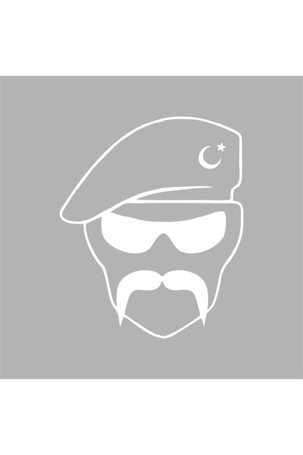 Crescent Moustache Soldier Car Sticker 13x10 Cm Gray