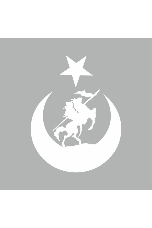 Akıncı And Moon Star Turkish Flag Car Sticker 15x20 Cm White