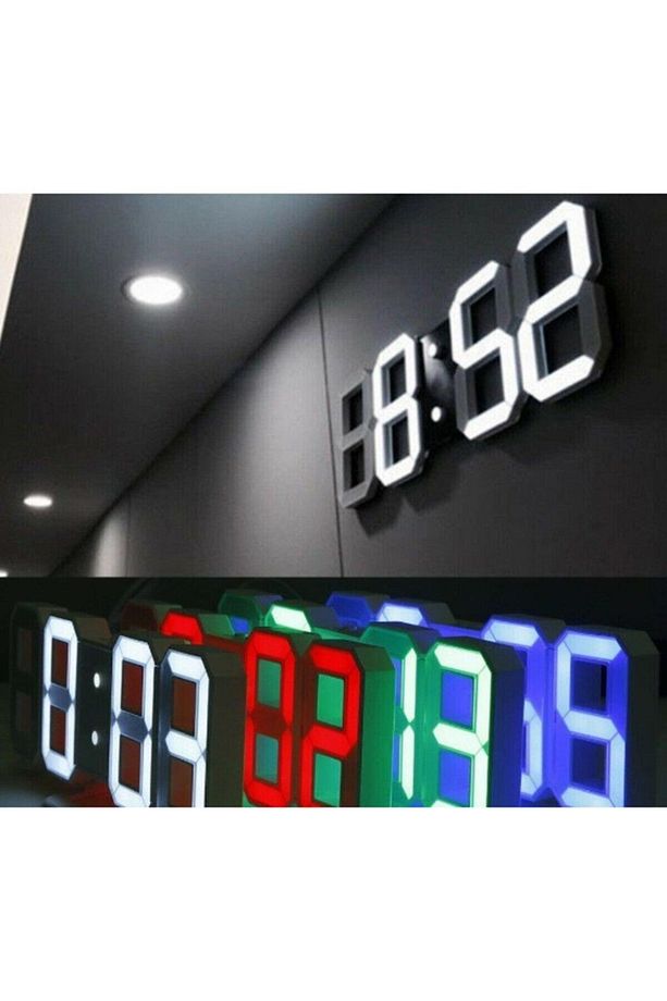 3d Led Dijital Alarm Termometre Takvim Özellikli Masa Duvar Saati Kırmızı - 2