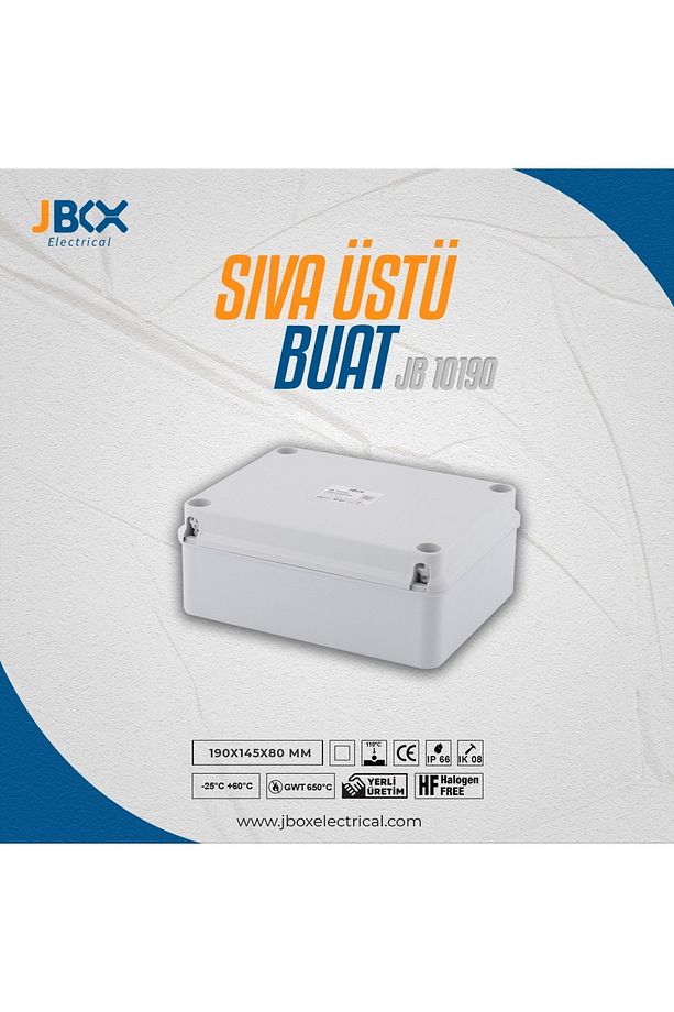 Buat, Elektrik Dağıtım Ve Bağlantı Kutusu Abs Ip66 Su Geçirmez Opak 190x145x80 Mm - 1
