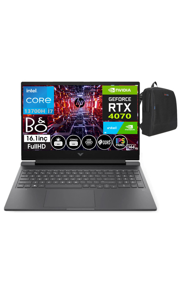Victus 16-R0072NT I7 13700H 16GB 2TBSSD 8GB RTX4070 16.1" 144Hz IPS Fhd W11HOME 8W8A4EA12+ZETTAÇANTA - 1