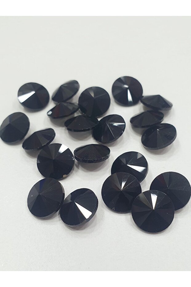 12mm Round Conical Stone - Black (50 PCS)
