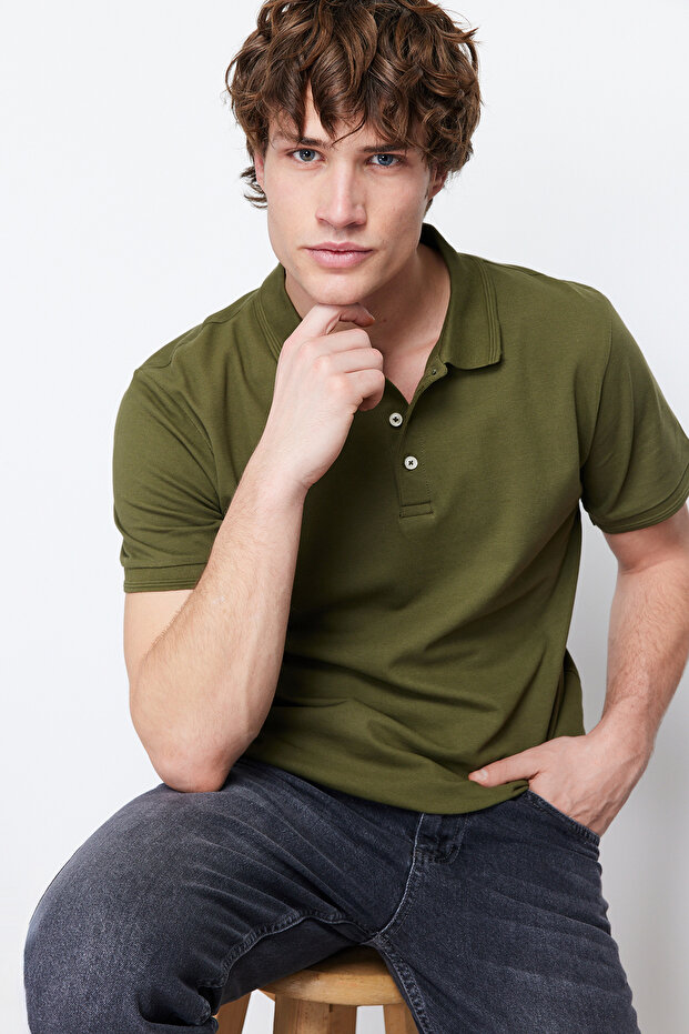 Haki Slim Fit Polo Yaka Kısa Kollu Polo Yaka T-shirt TMNSS20PO0009 - 3