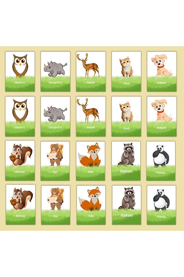 Intelligence Cards Forest Animals Matching Game Wooden Educational Puzzle Toy 3148