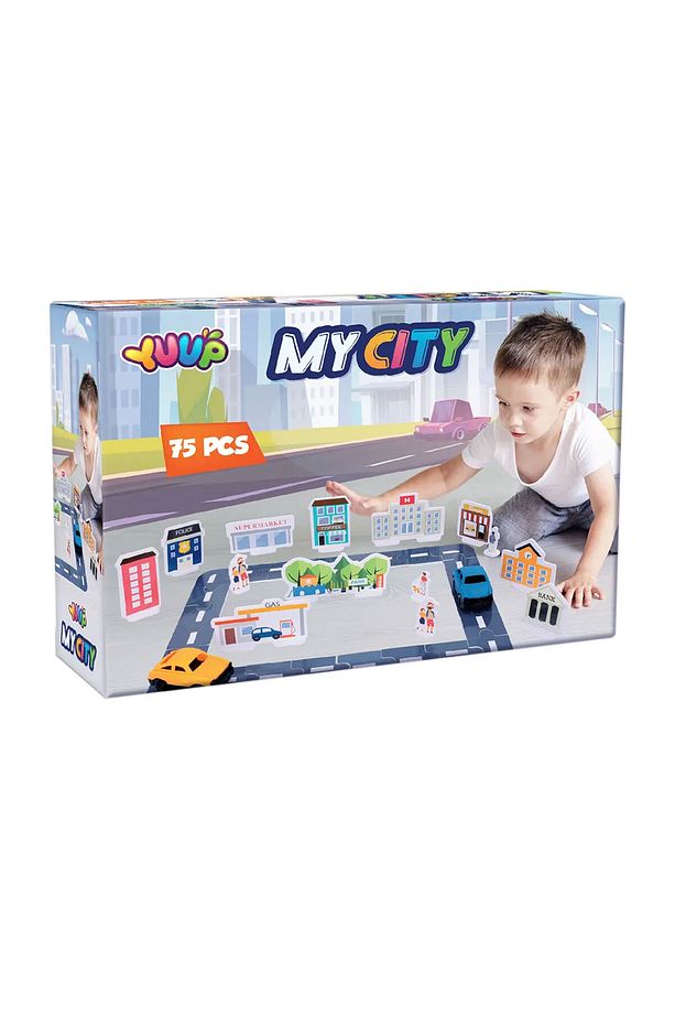 Eğitici Otoyol ve Şehir Binaları Eva Puzzle Oyun Seti 71 Parça 2 Araç Dahil - 4