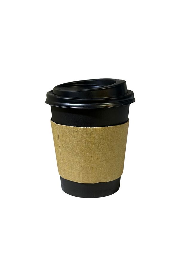 Kalın siyah kapaklı karton kağıt bardak 8oz ekstra 230ml 100 adet - 1