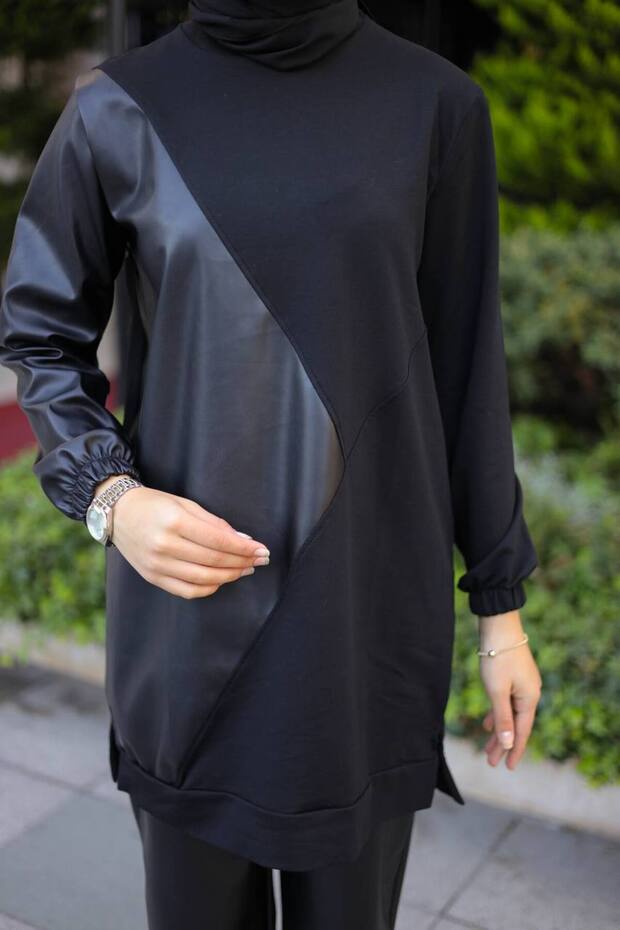 DERİ DETAYLI TUNİK - 1