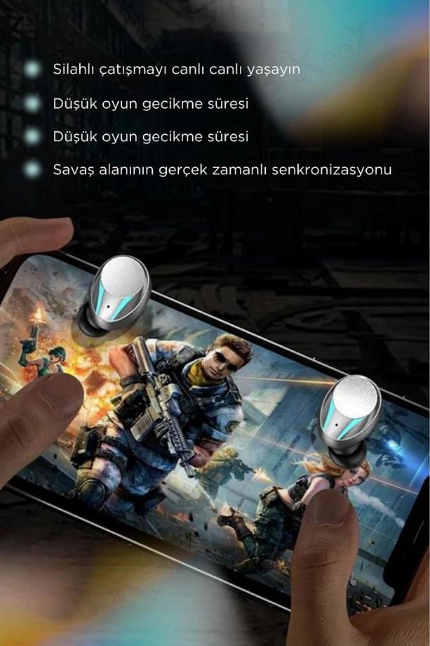 M99 Plus Bluetooth Kulaklık Kulakiçi Kablosuz Oyuncu Kulaklıkları Işıklı Android-İphone Uyumlu Siyah - 5