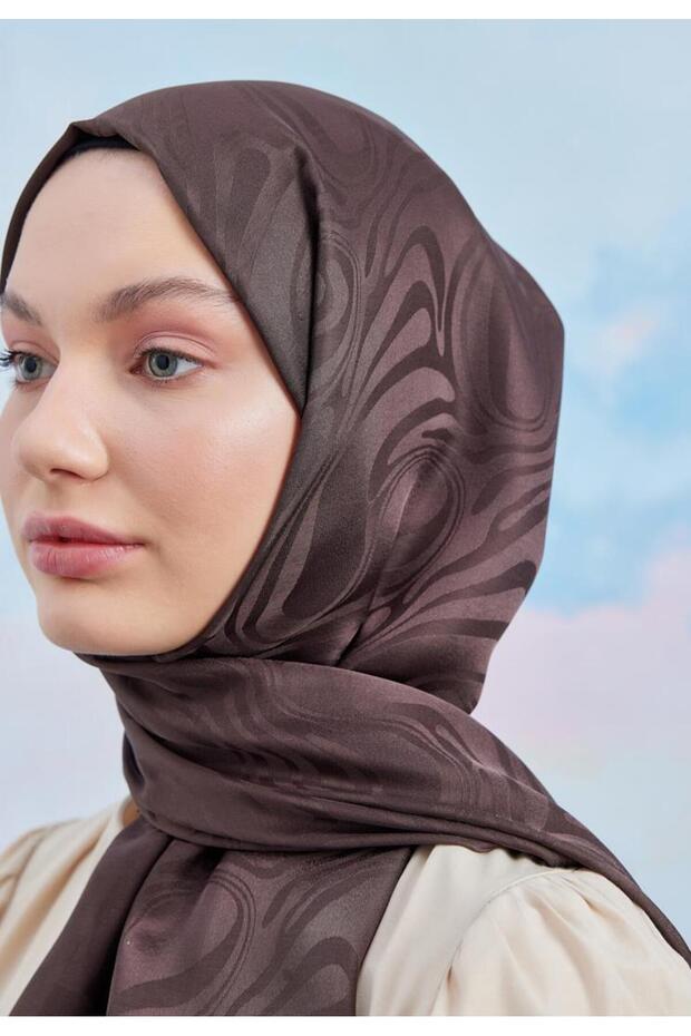 Jakar Janjan Şal Dalga Desen - Acı Kahve - 4